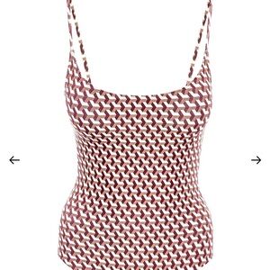 Brown One Piece Swimsuit with Textured Pattern and High Cut Leg Opening